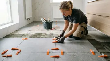 Illustrasjon for guiden «Nivelleringssystem for flis: jevn flate hver gang» på Fliskutter.com