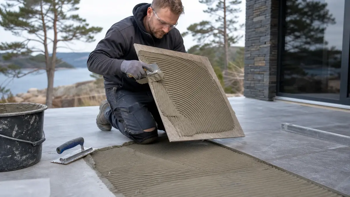 Flislim utendørs illustrert som guider hos Fliskutter.com